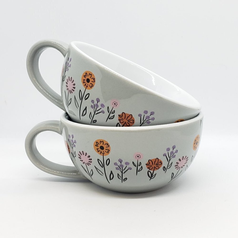 David's Tea Set Of Two Flowers Jolly Tea Cups